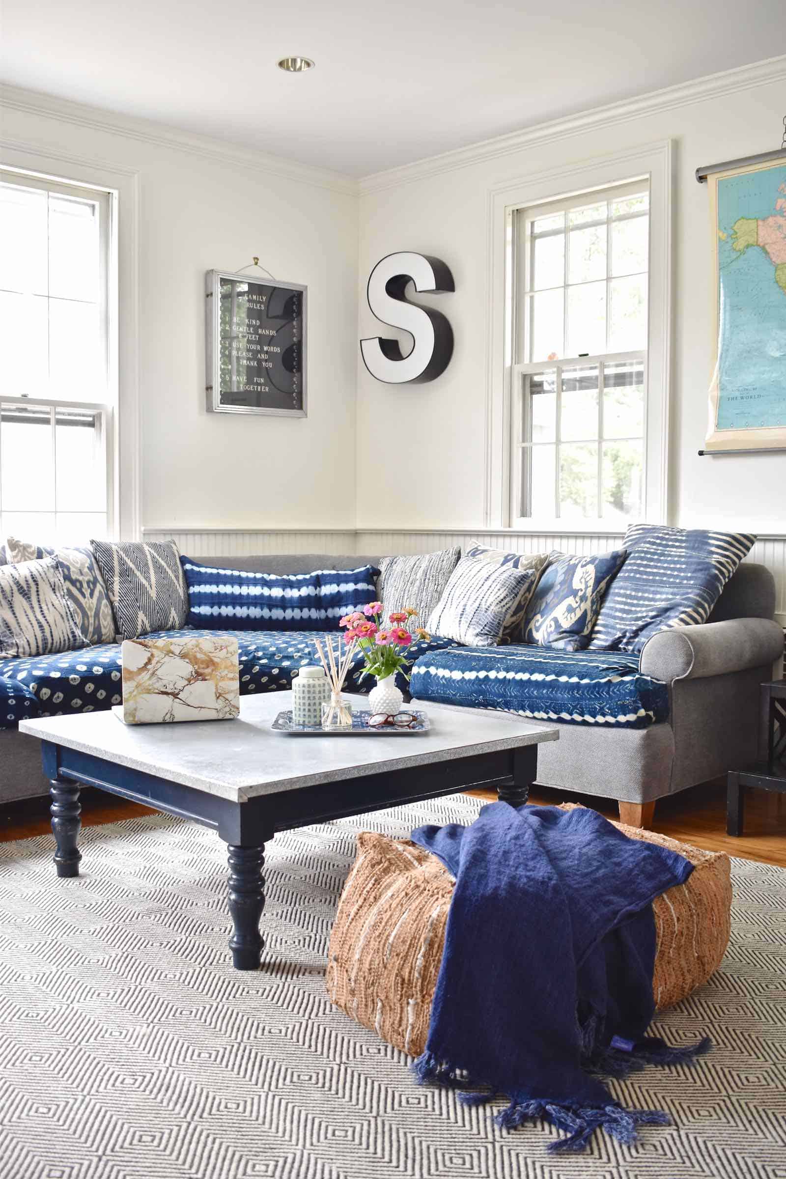 indigo filled family room