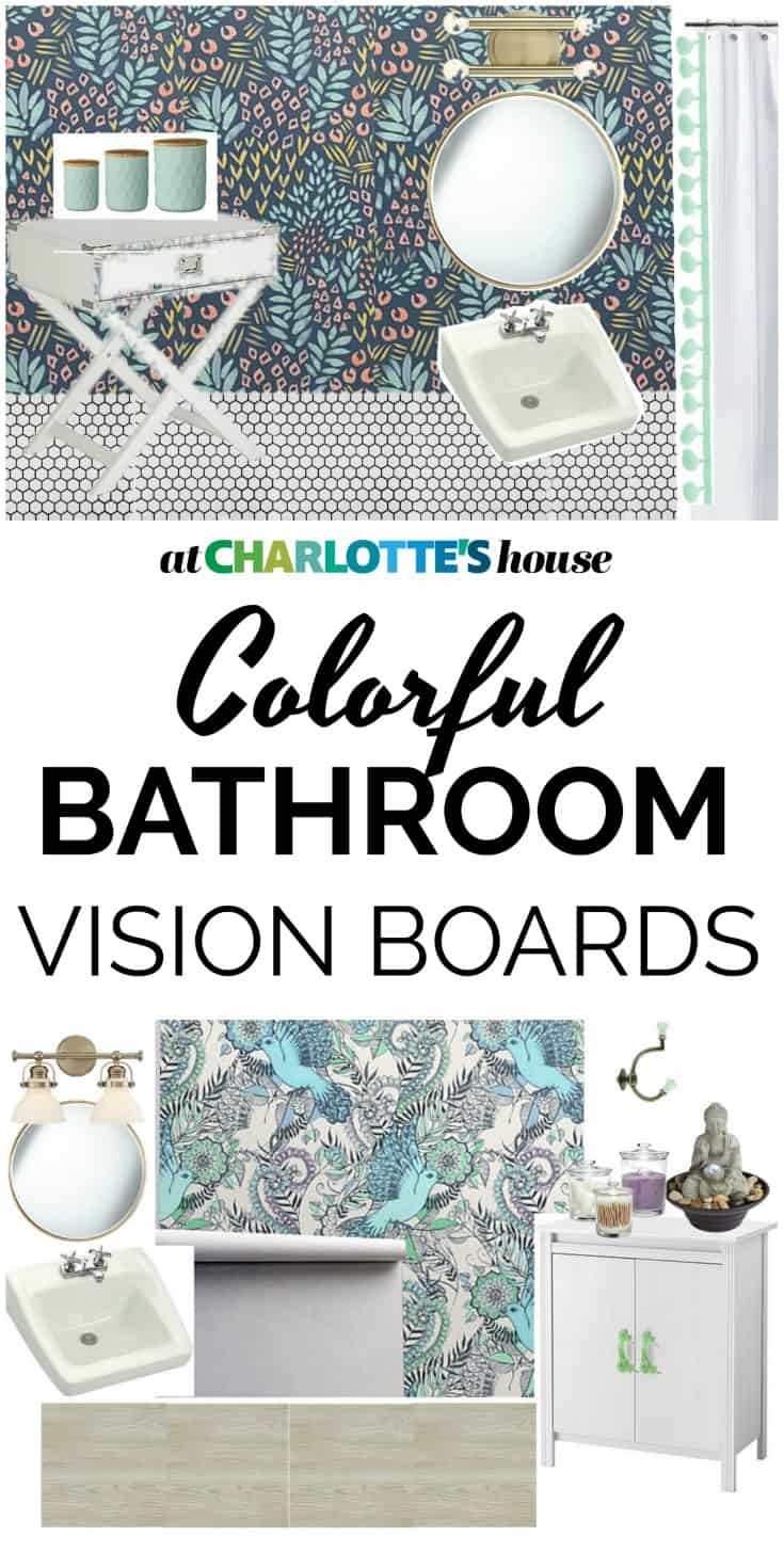 one room challenge design boards for the guest bathroom