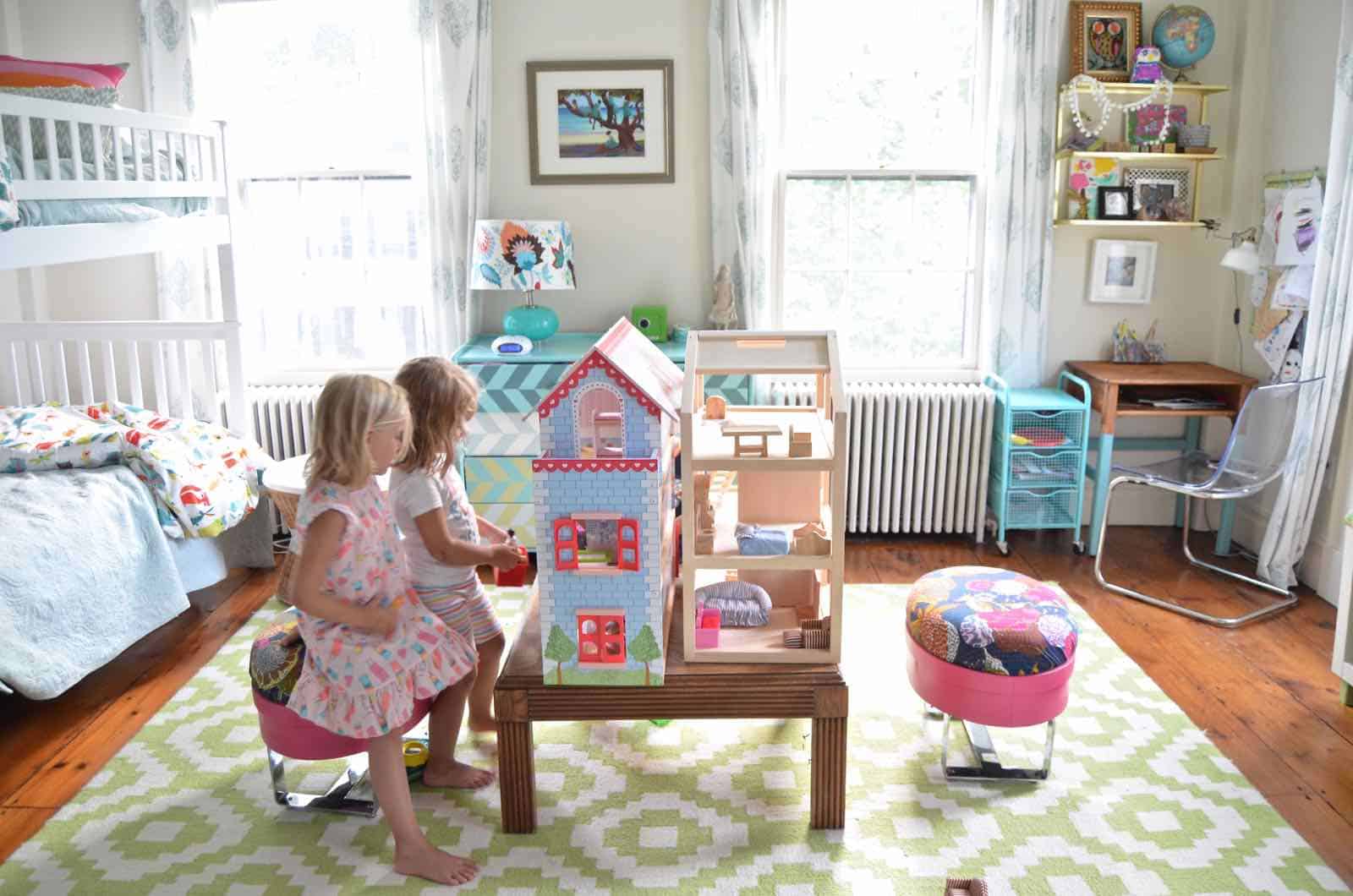 girls playing at table