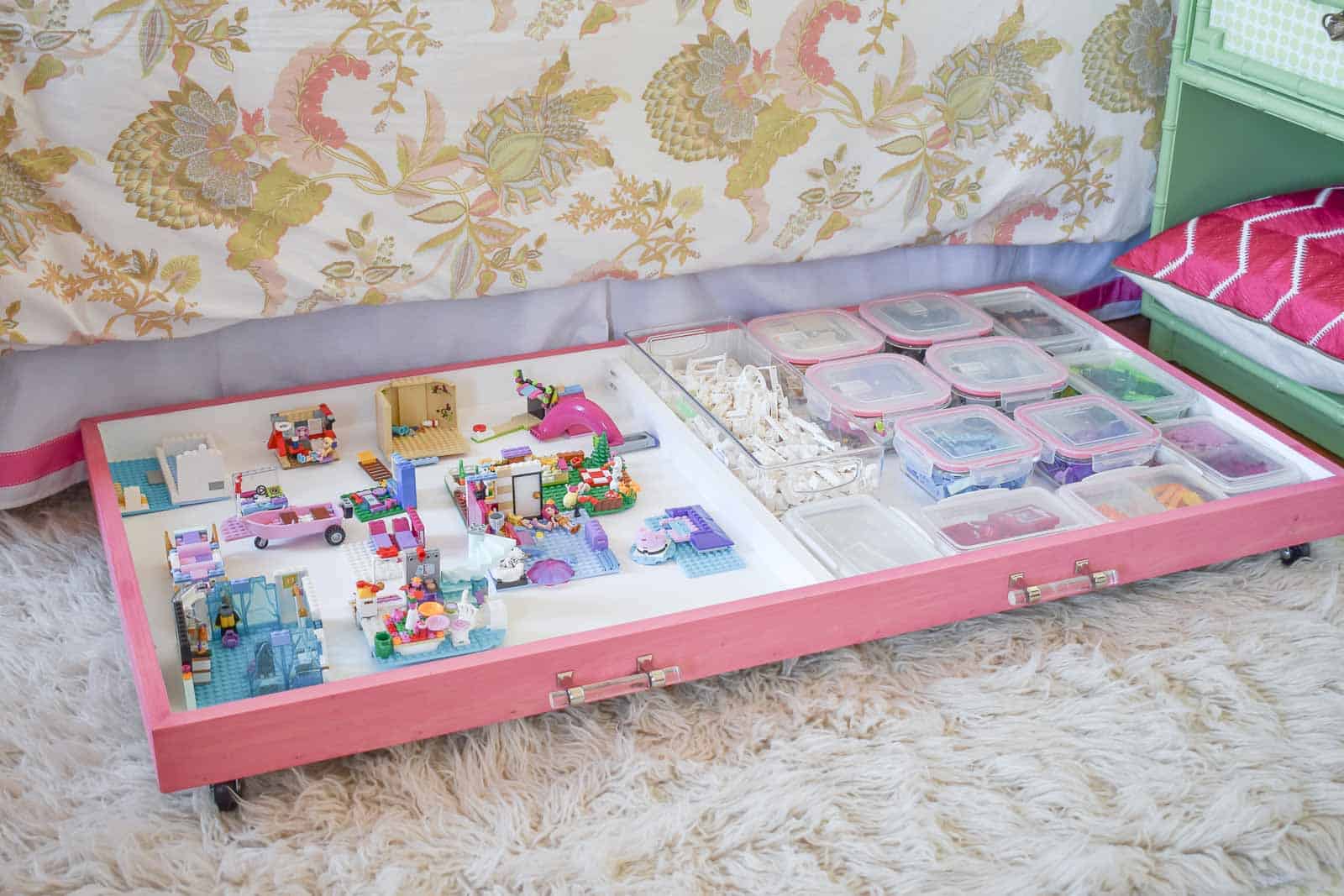 pink lego storage tray