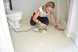 sanding the bathroom floor... time management
