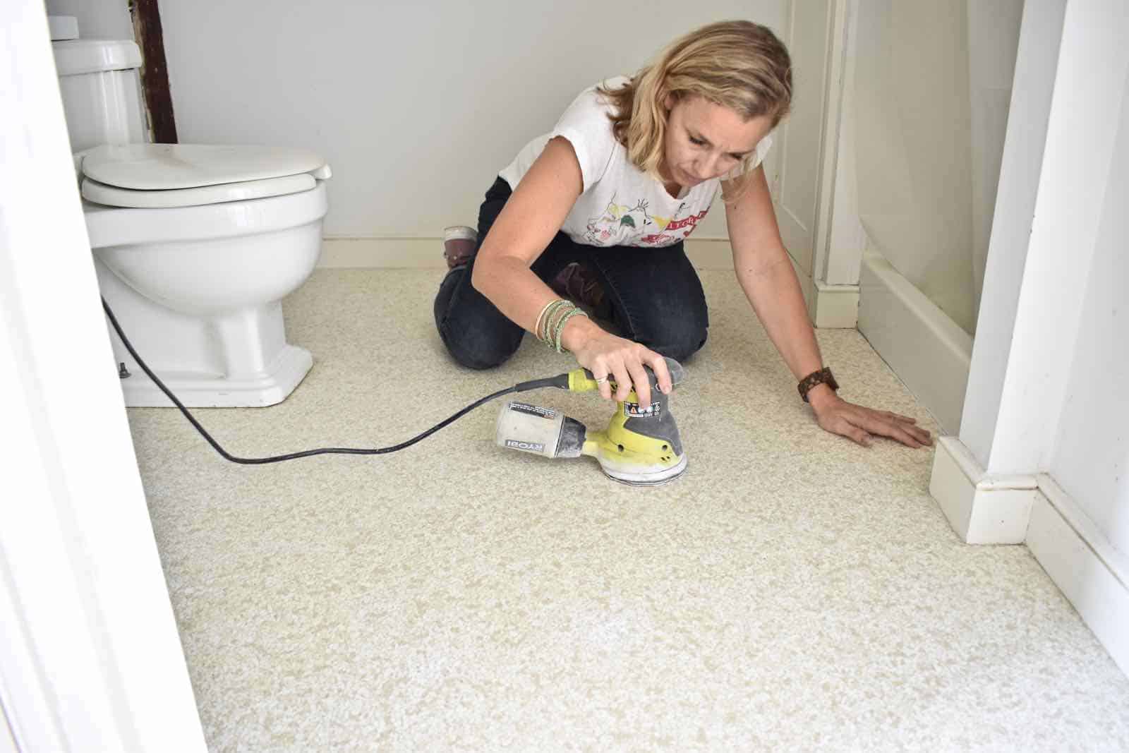 sanding the bathroom floor... time management