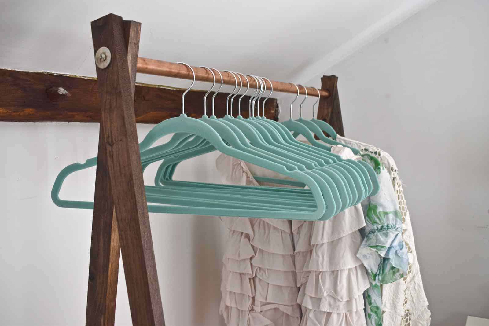 close up on garment rack