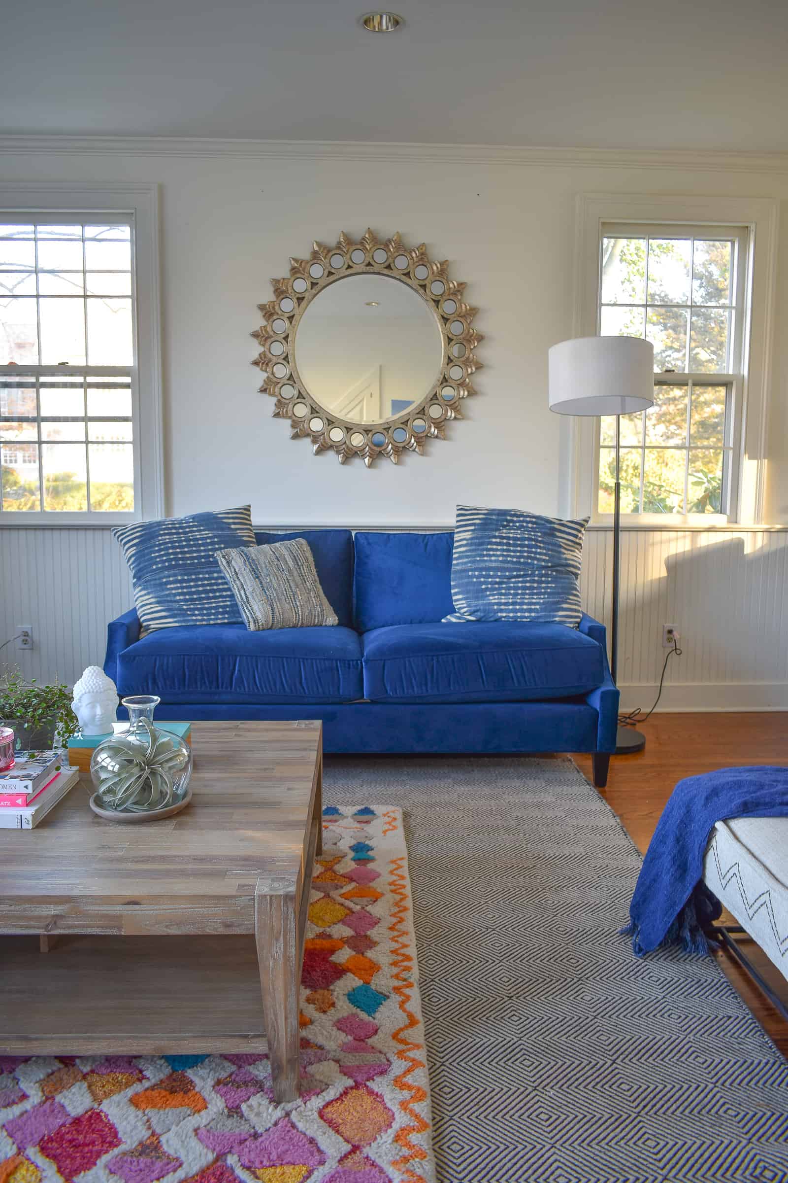 round mirror in family room