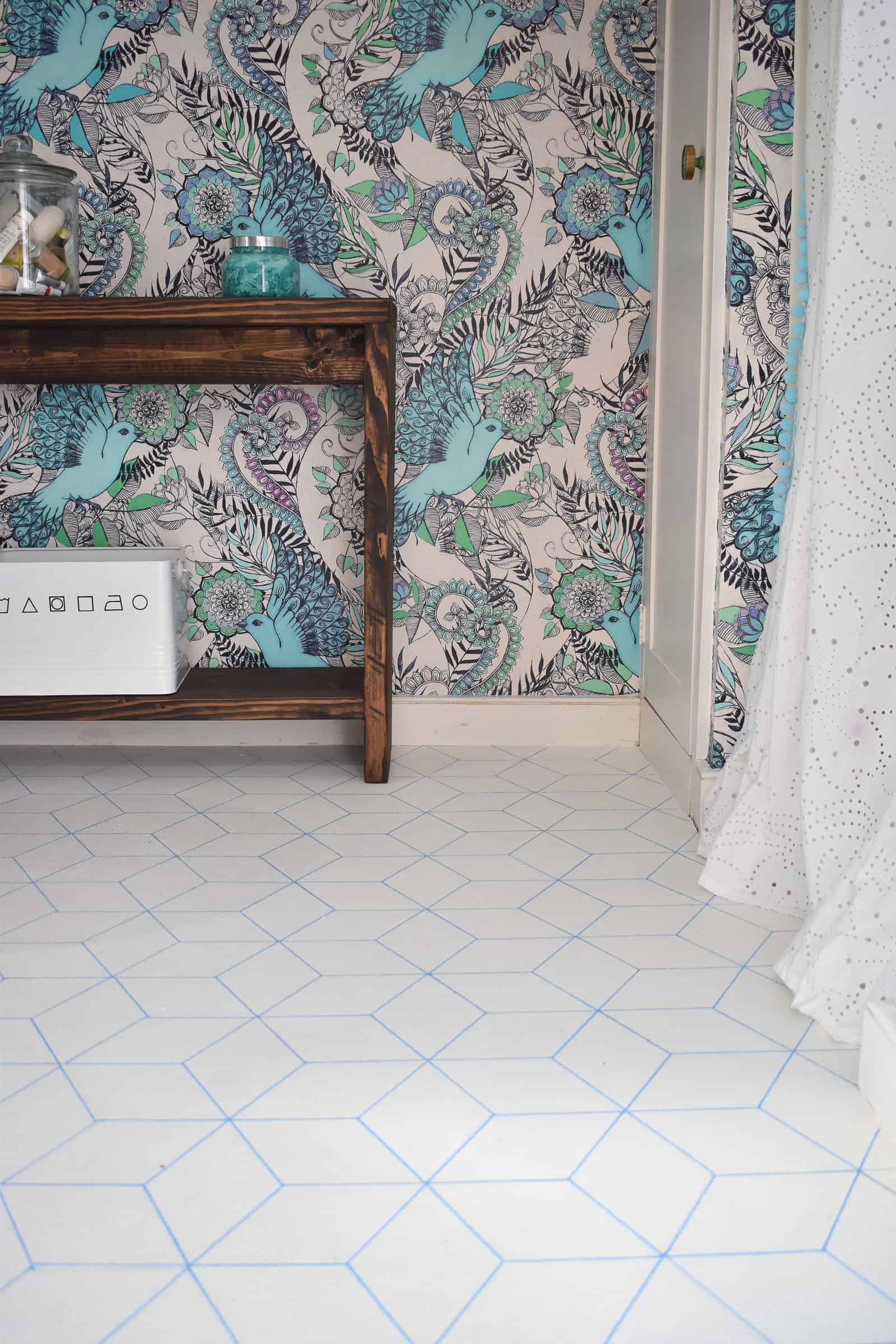 hex patterned bathroom floor