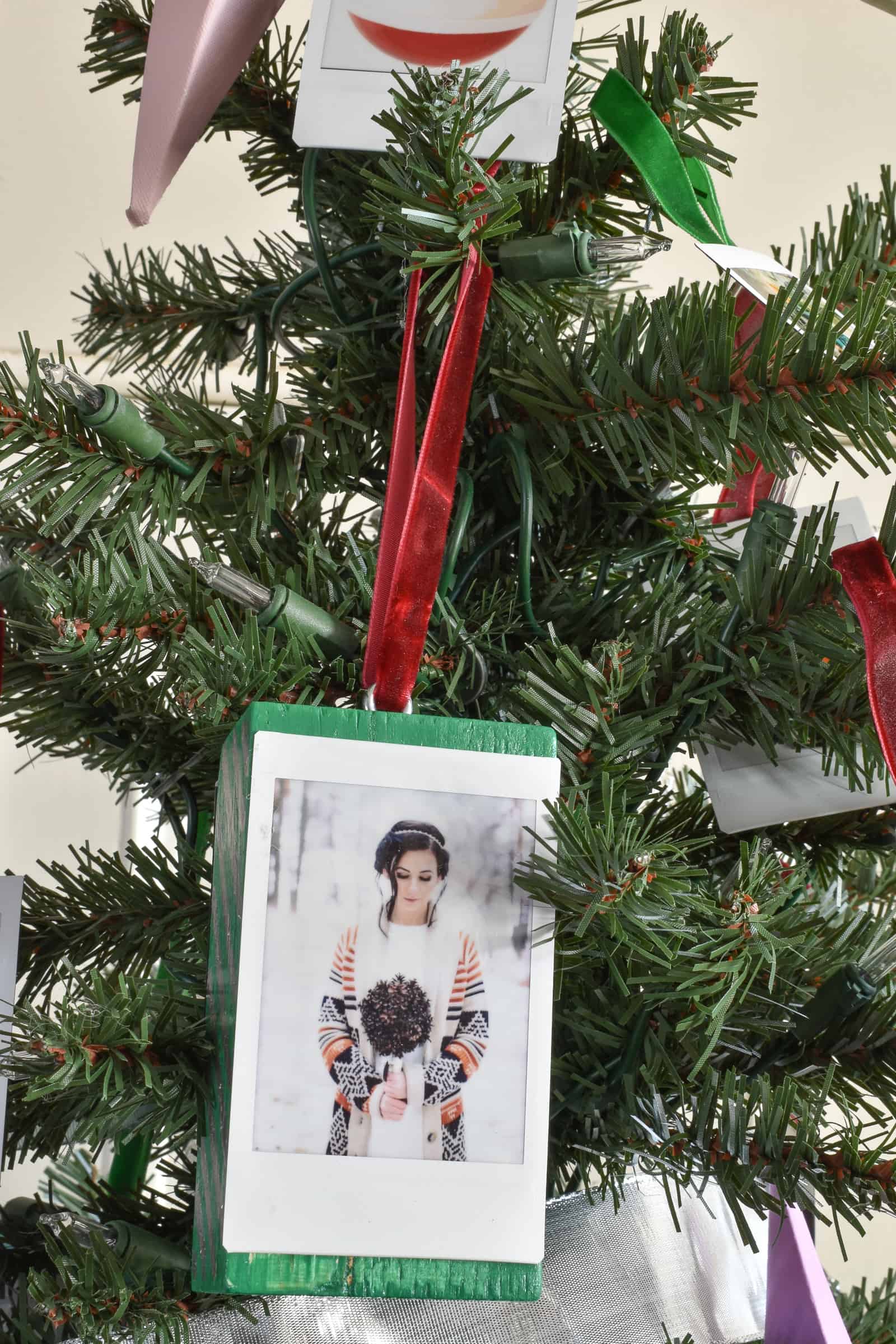 instax film as christmas ornament