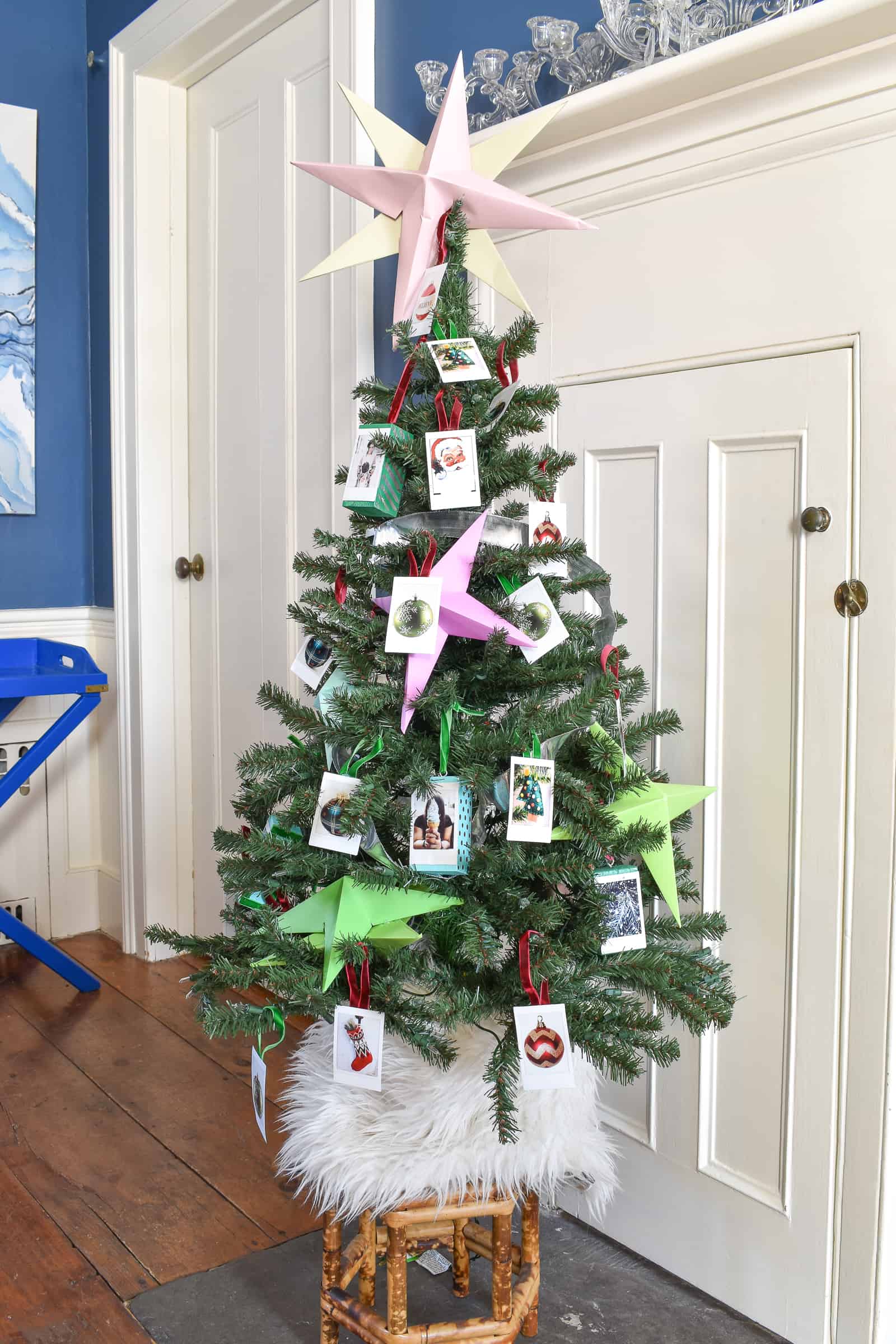 christmas tree decorated with instax