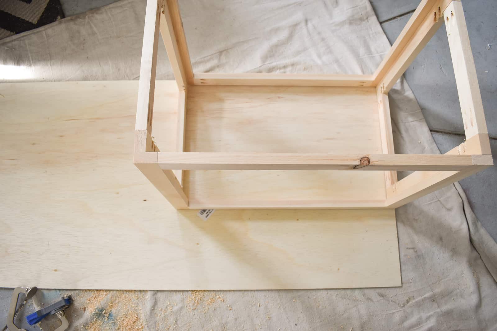 plywood base for rope storage bin