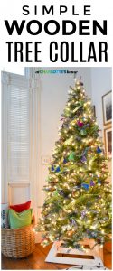 Simple wooden tree collar to add a rustic touch to your christmas decor
