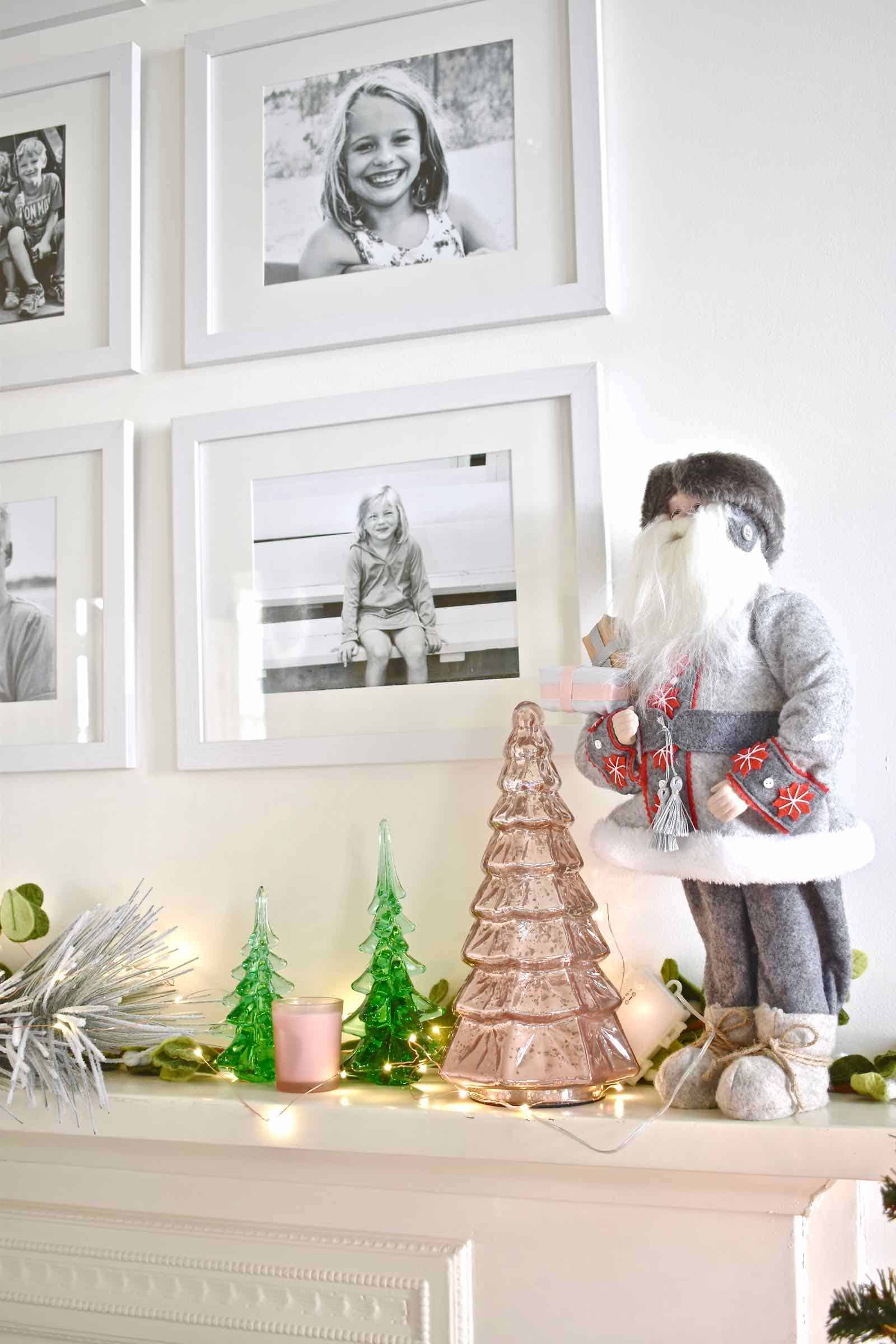 santa on mantle in playroom