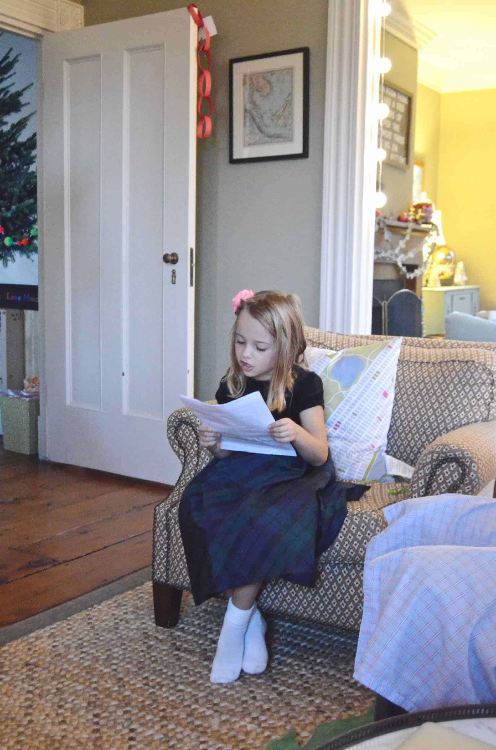 reading a letter from santa