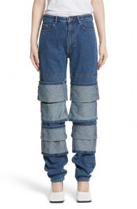 millennial shopping layered jeans