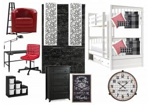 vision board for shared boys bunk room