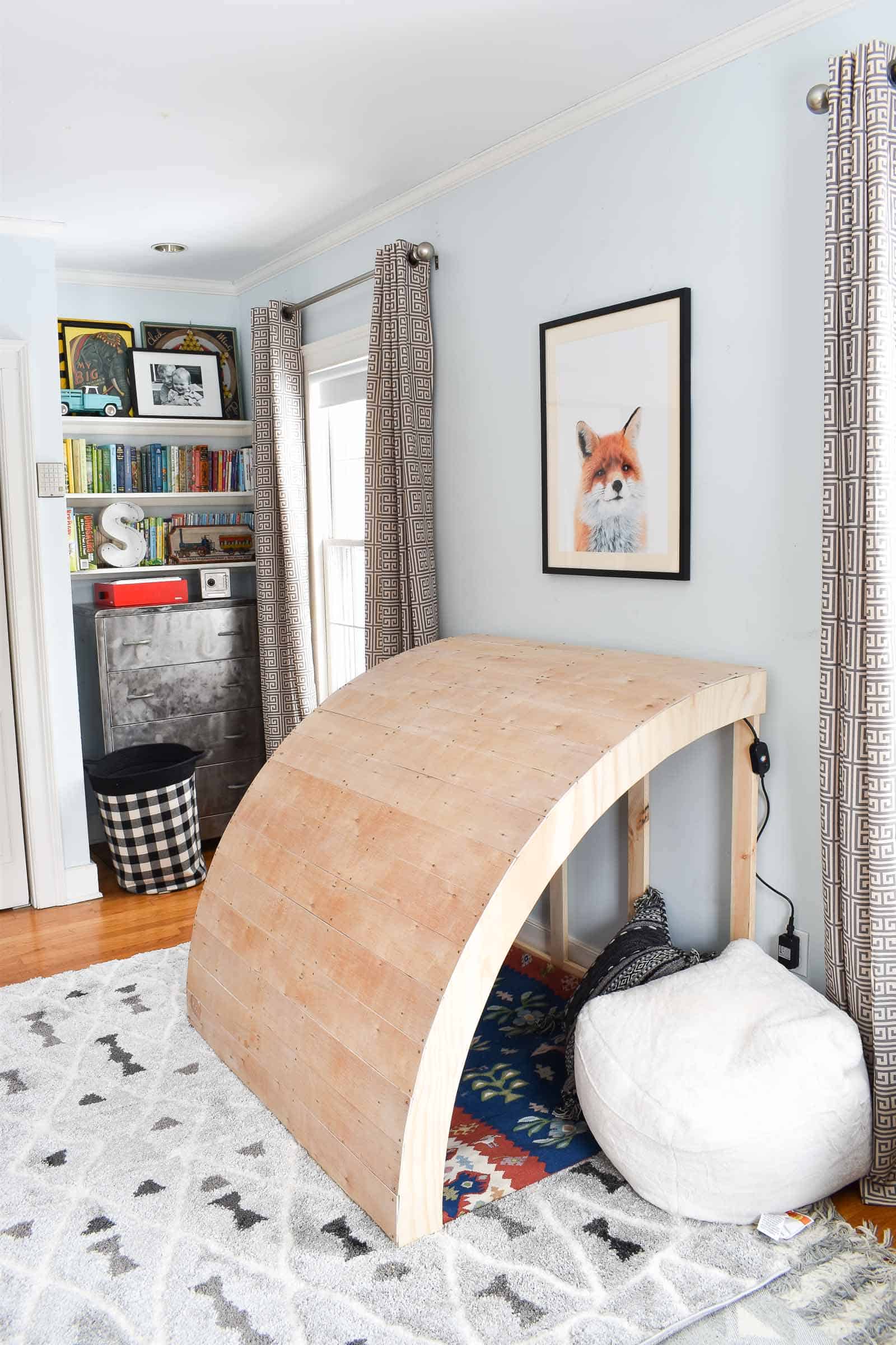 wooden reading nook