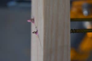 drill through side rail and then line up rung