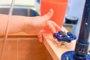 install handles for toy sink