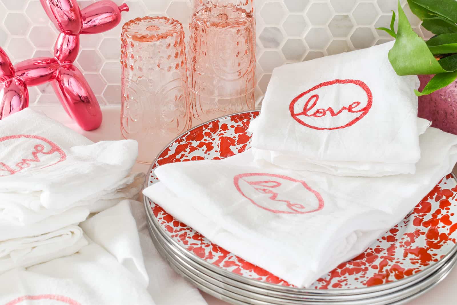 make your own embossed Valentine's Day towel