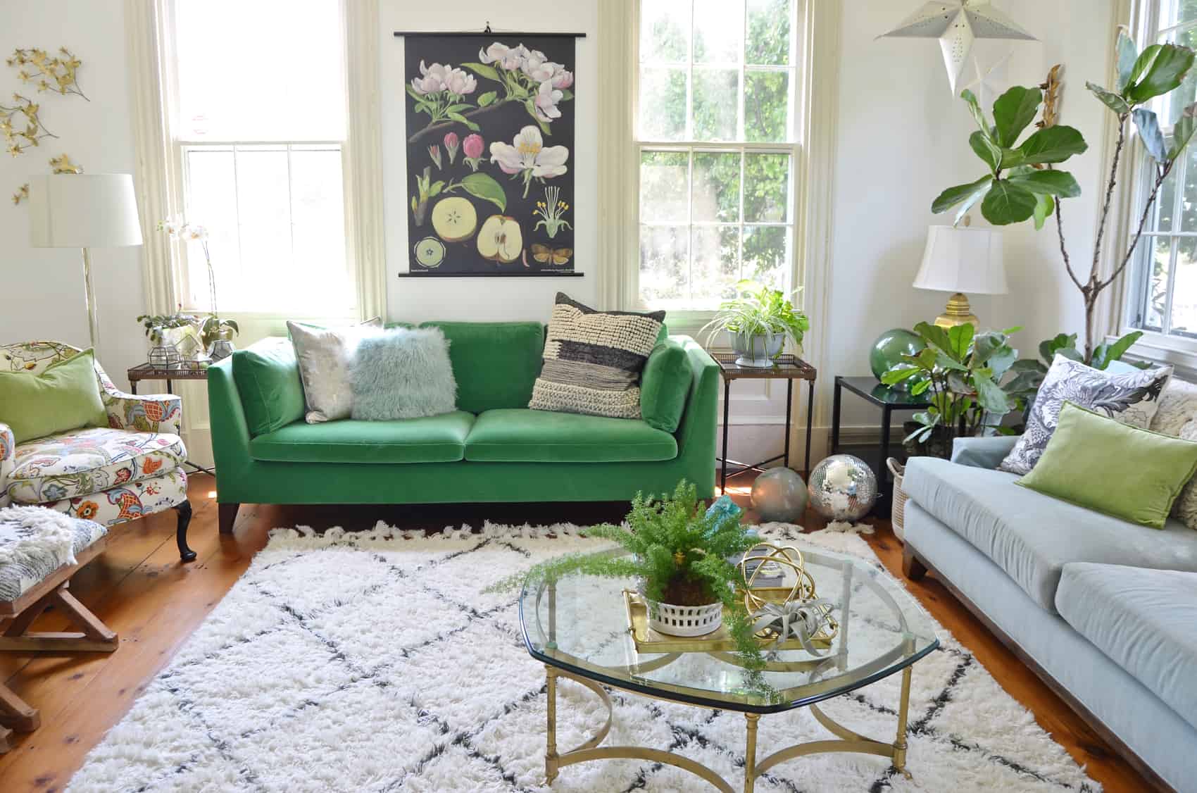 glass coffee table in living room