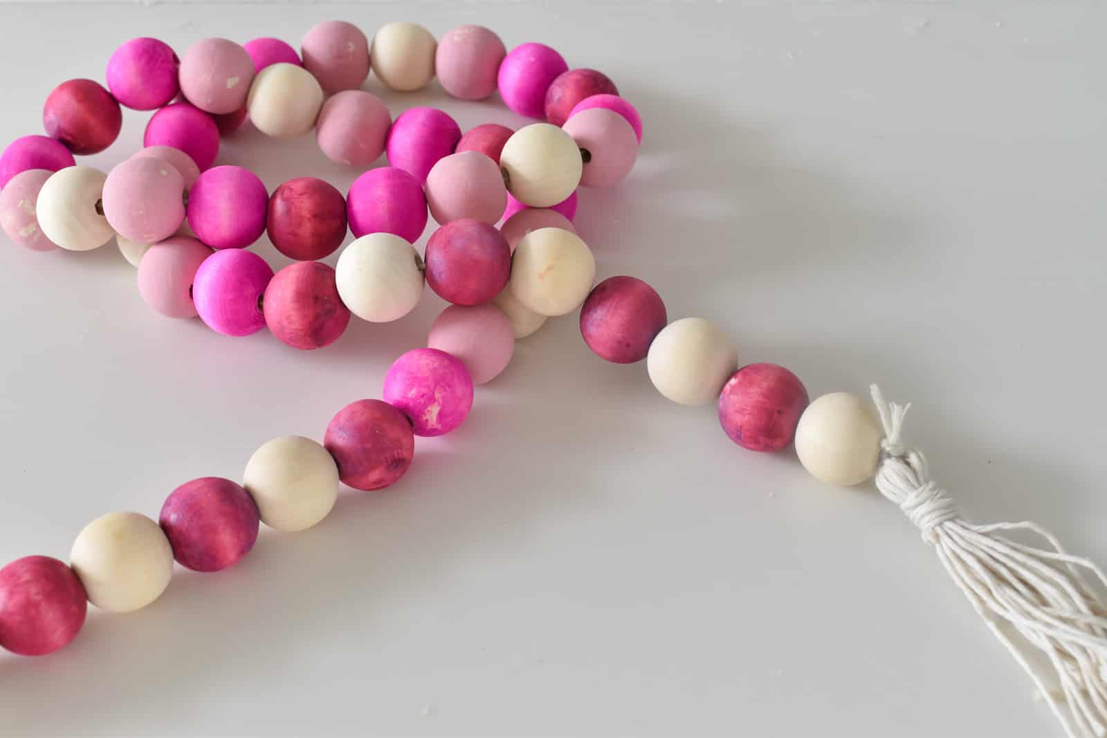 tassel with wooden valentine's day beads