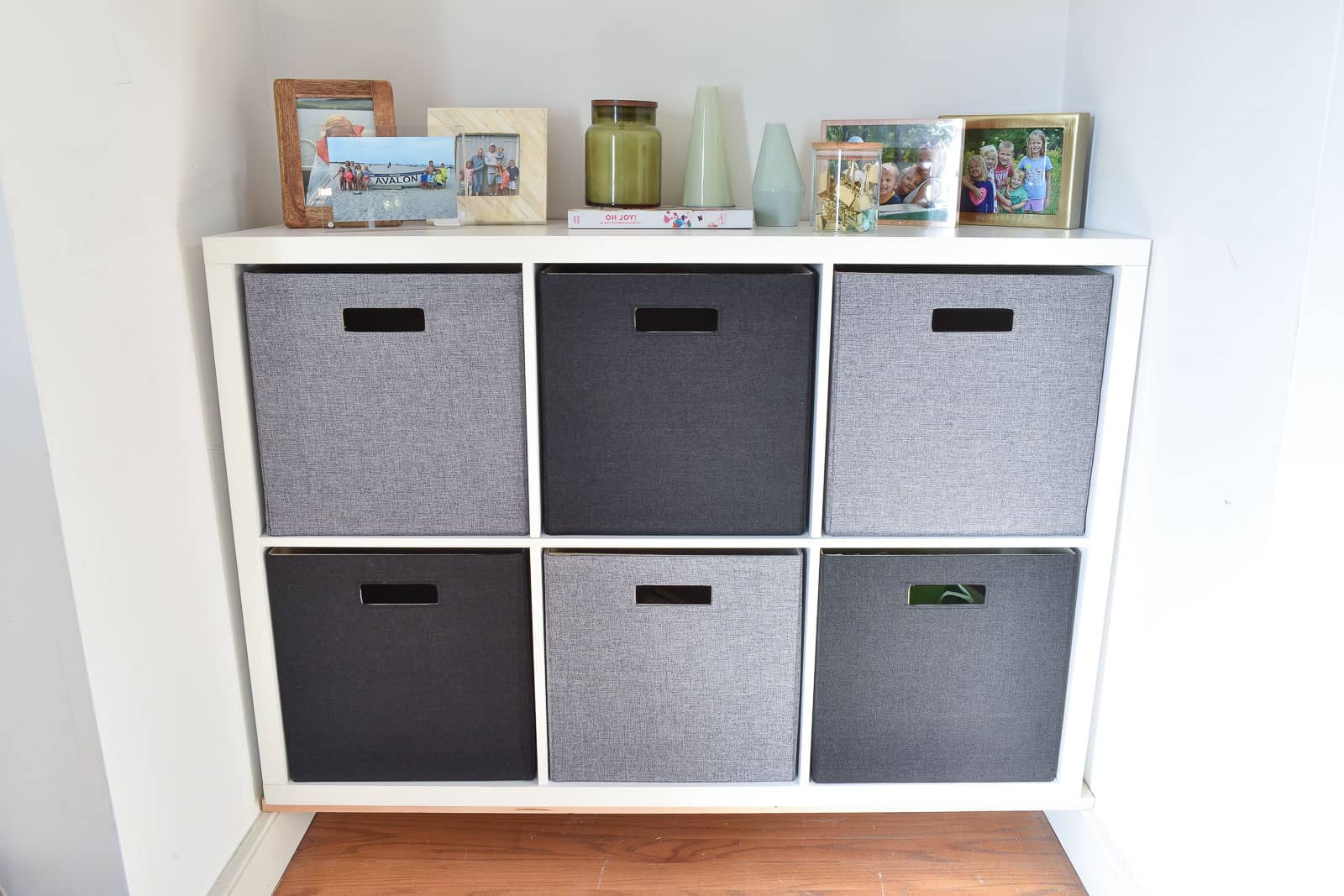 storage cubbies in alcove