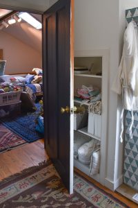 storage shelves in closet
