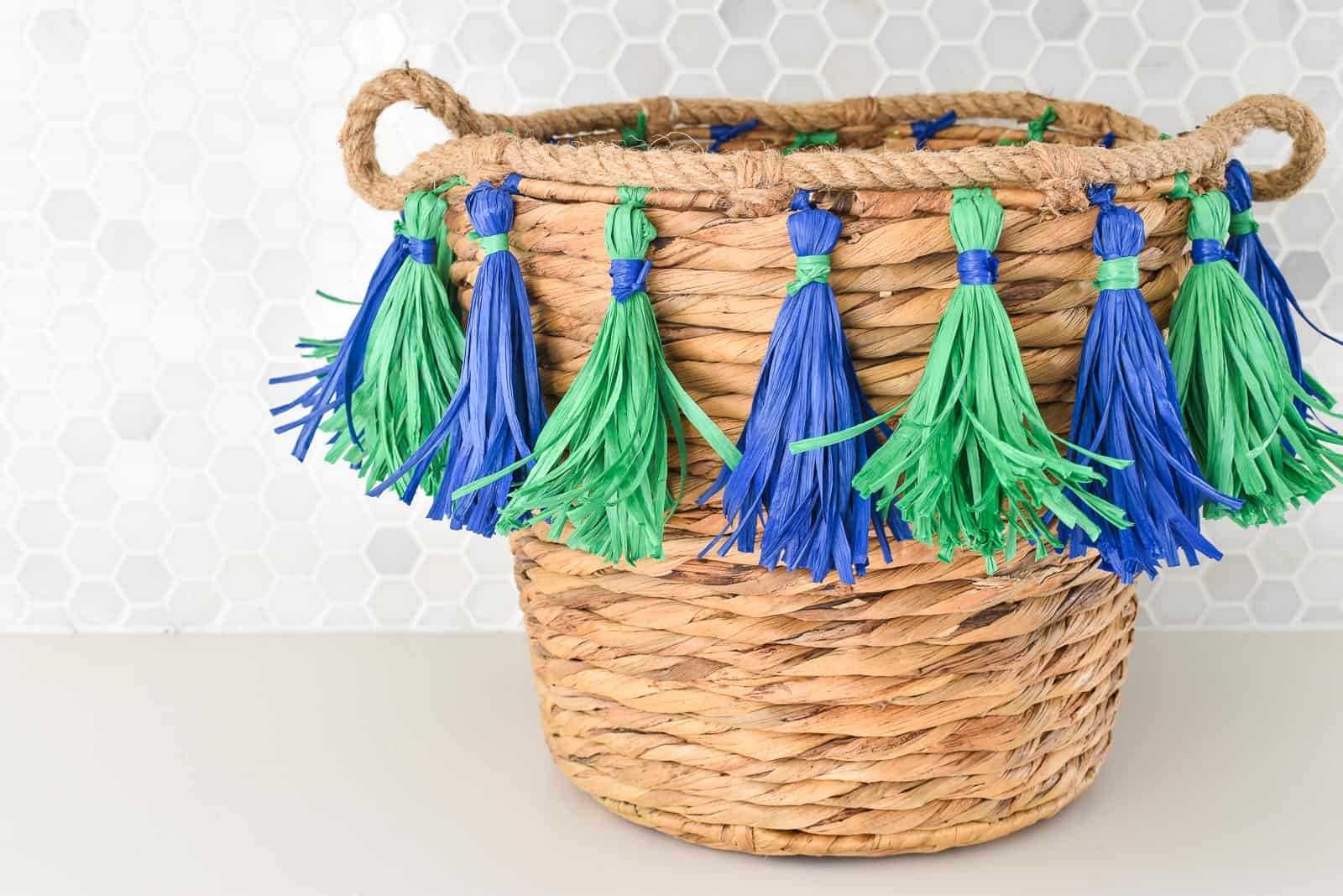 diy tasseled basket