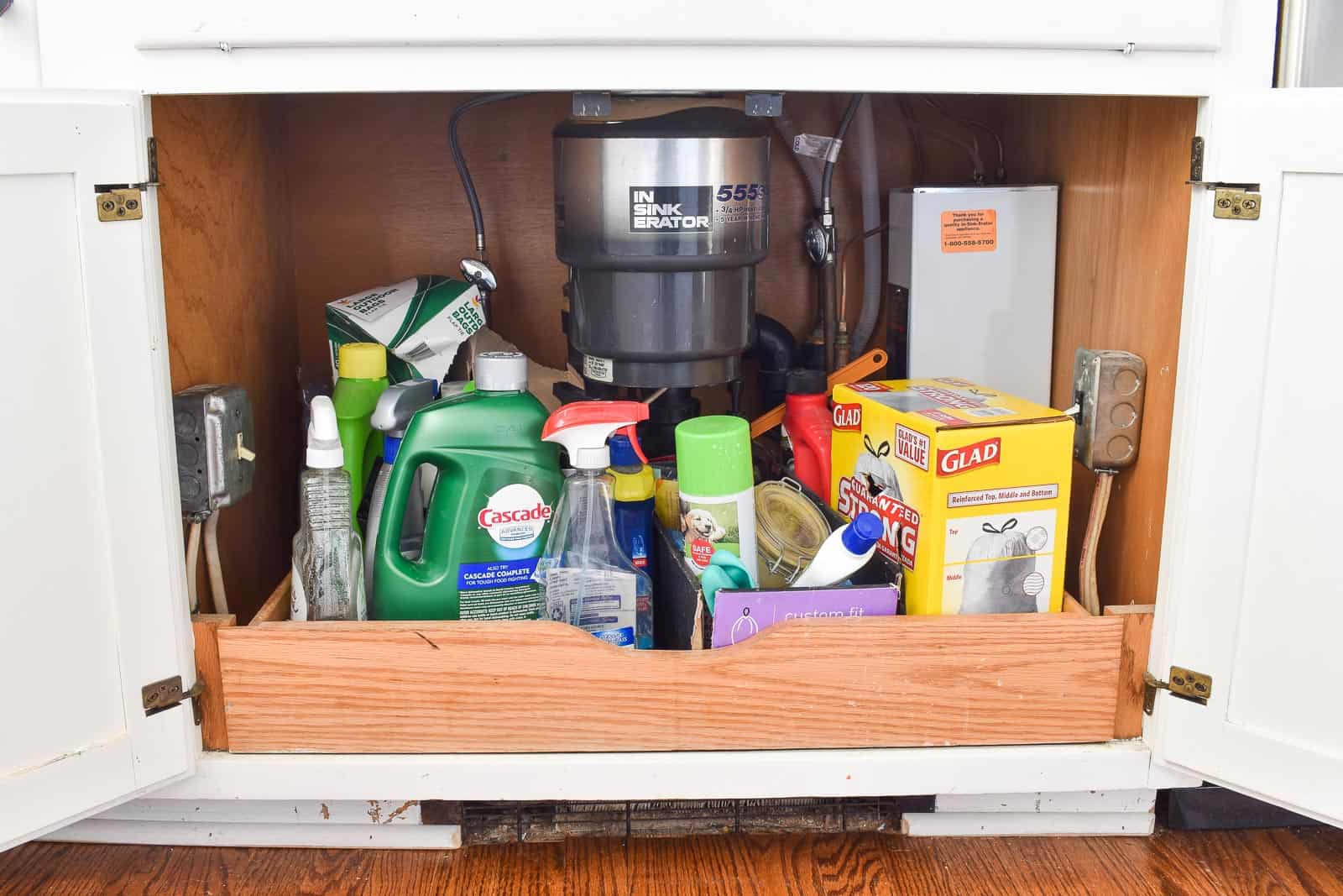 clutter under sink before