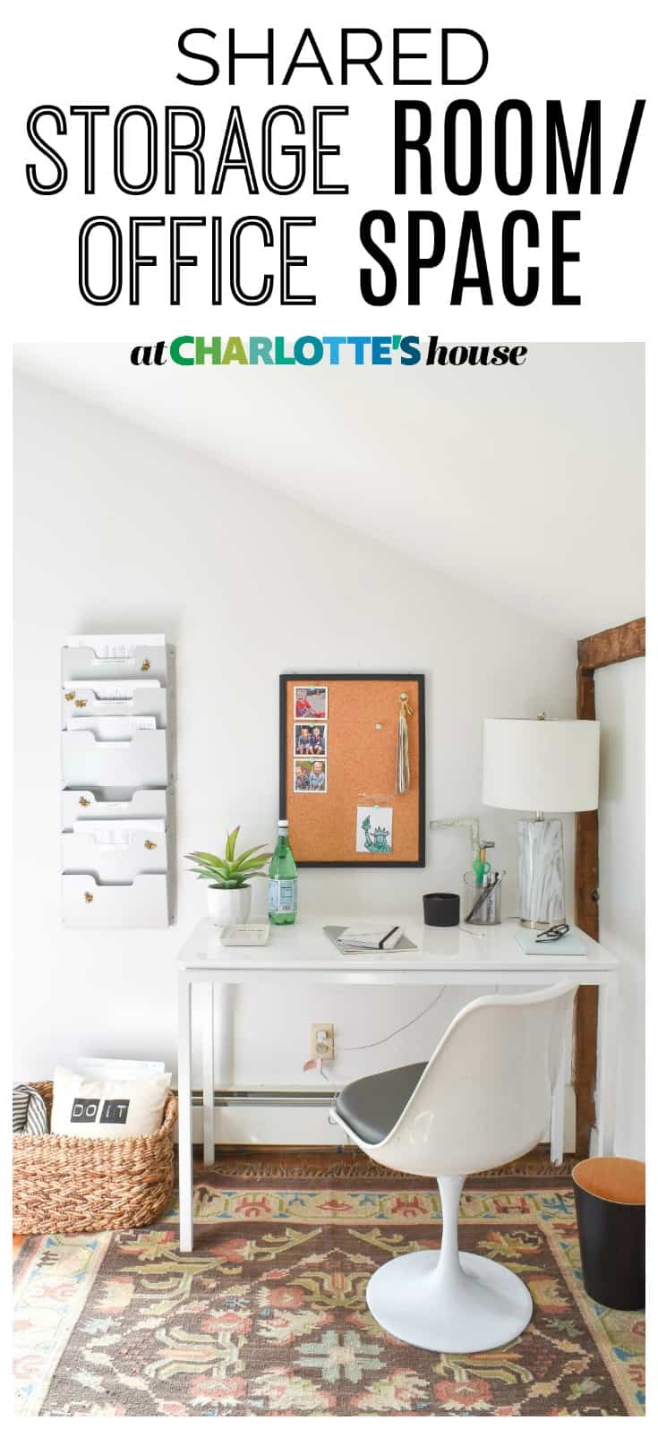 I turned this clutter filled closet into a neat and organized storage room office space.