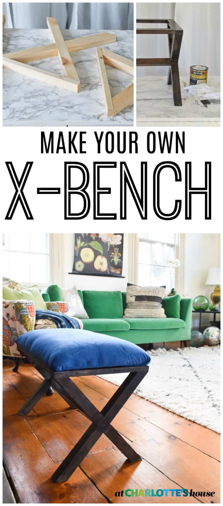 Make your own luxe stained x bench