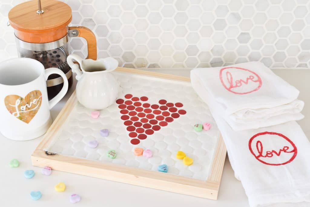 penny tile valentine's trivet