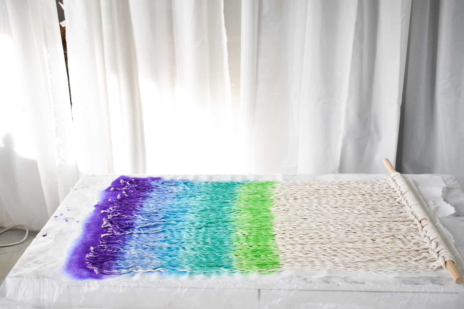 continue with dye in rainbow pattern