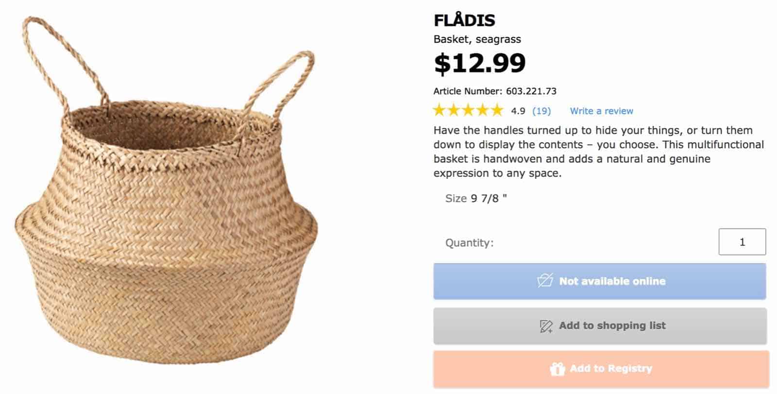 FLÅDIS Basket - seagrass 9 7/8