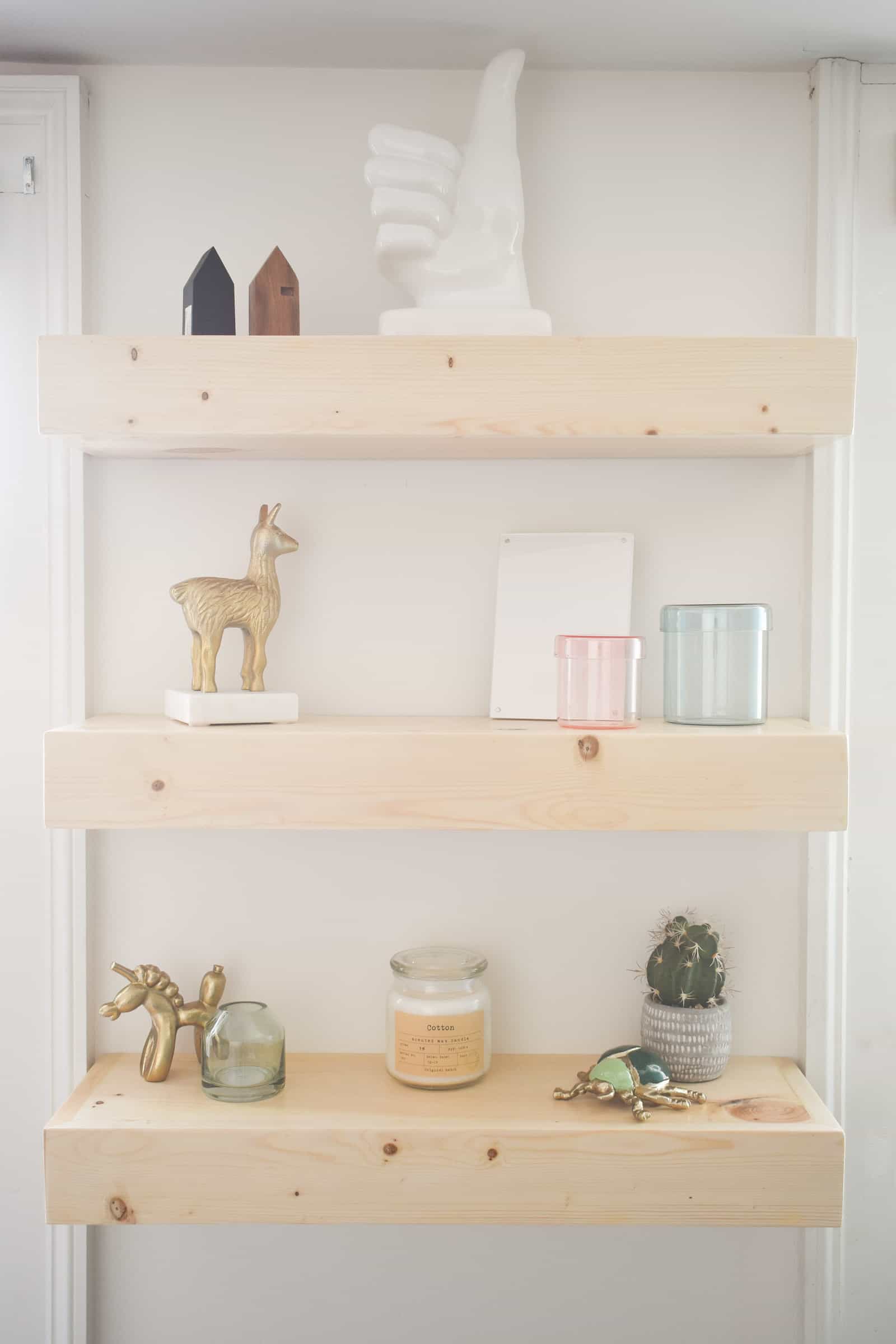 floating shelves in guest room gauntlet