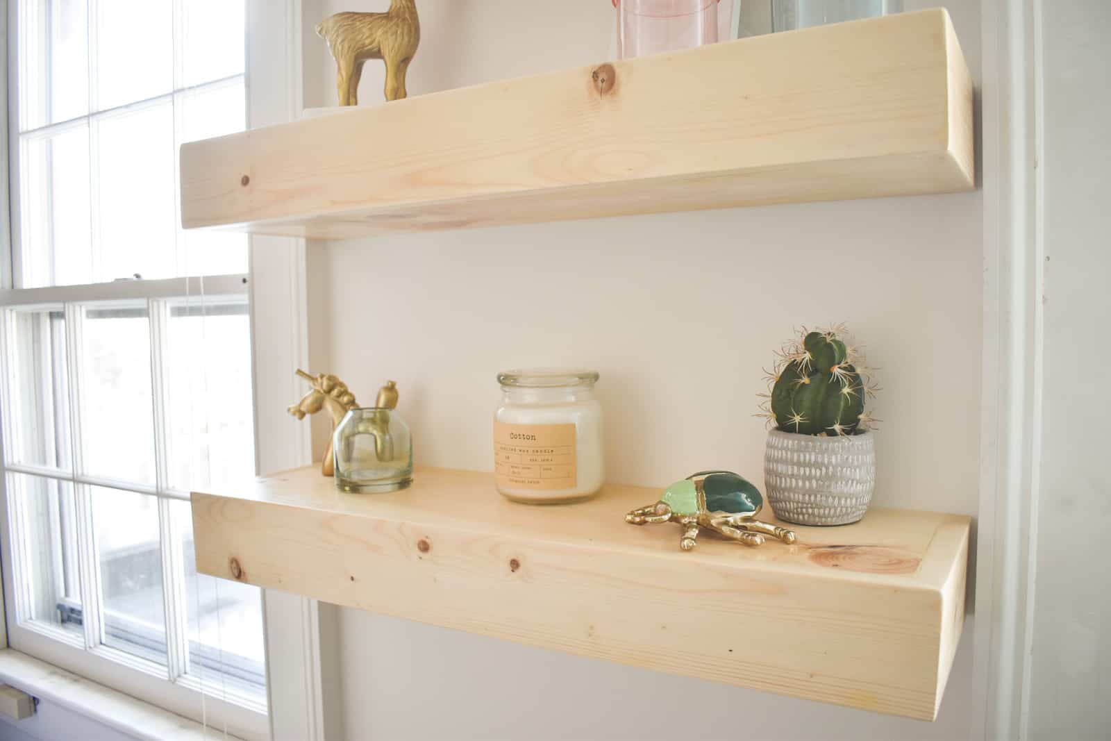 floating shelves finished with polycrylic