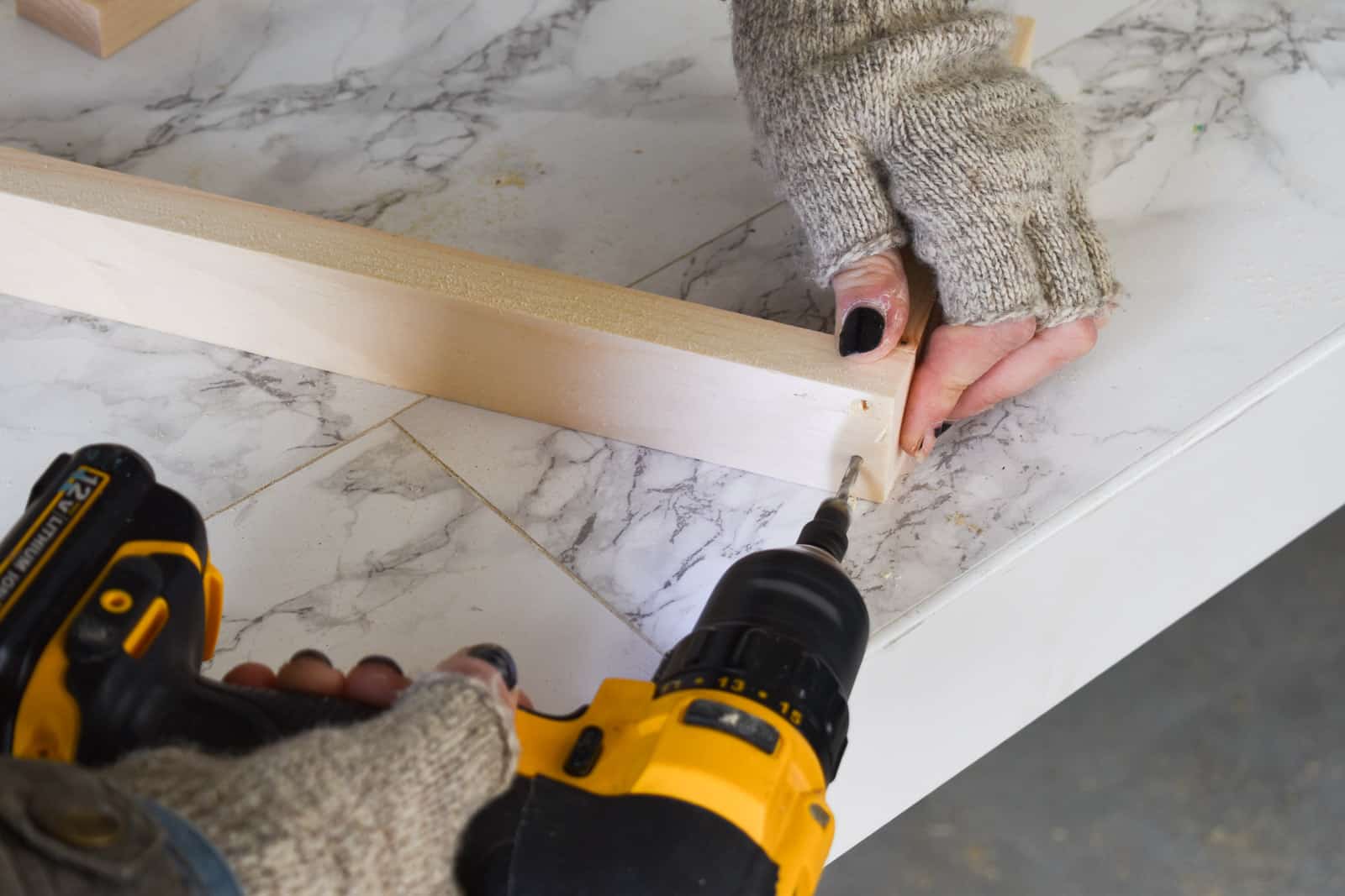 countersink the screws for the floating shelf brackets