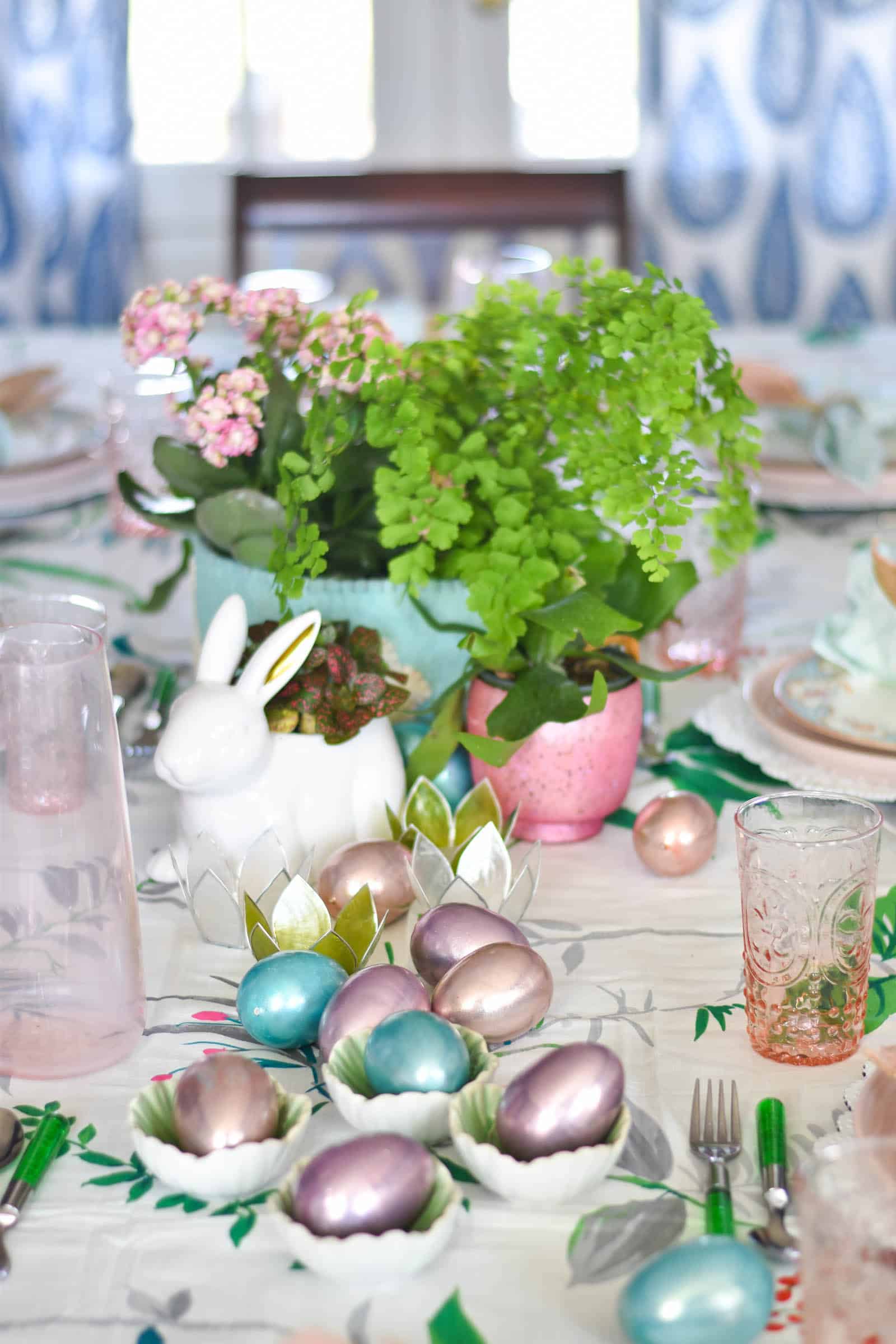 metallic easter eggs for spring centerpiece