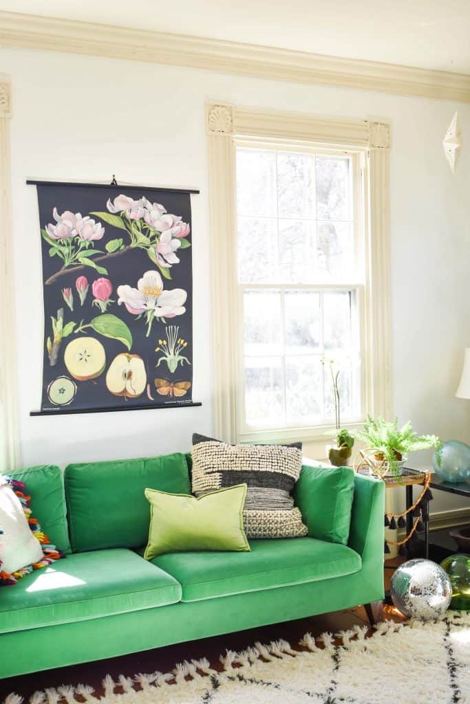 green couch in living room