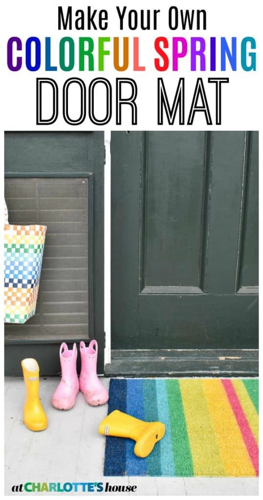 Easy spring rainbow doormat... this took my 15 minutes to make and cost less than $10 to make. A great way to use up leftover spray paint!