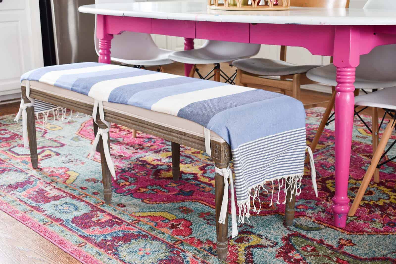 hand sewn DIY bench seat cover