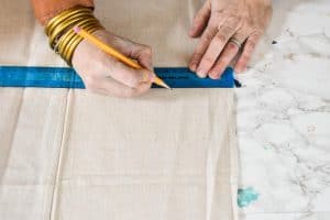 measure and cut strips out of drop cloth