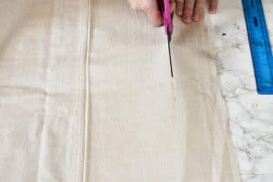 measure and cut strips out of drop cloth