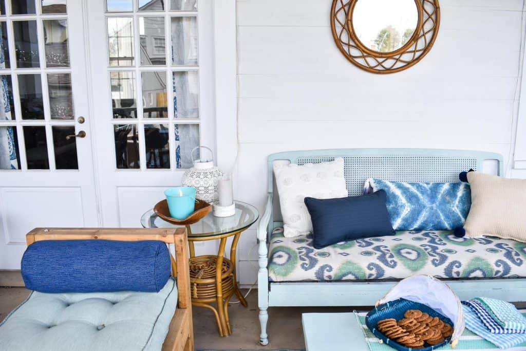 blue coastal living porch decor