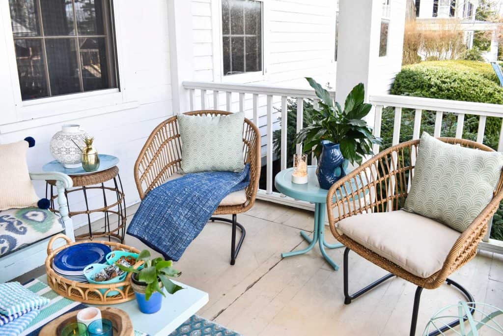 votives on display on back porch