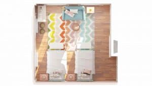 overhead of girls room plans