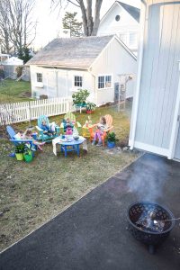 Fun s'mores party with our colorful all weather patio furniture