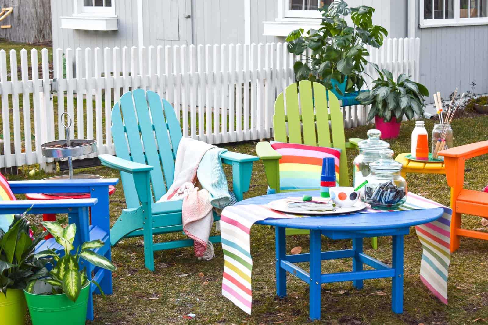 Colorful Patio Furniture and S mores At Charlotte s House