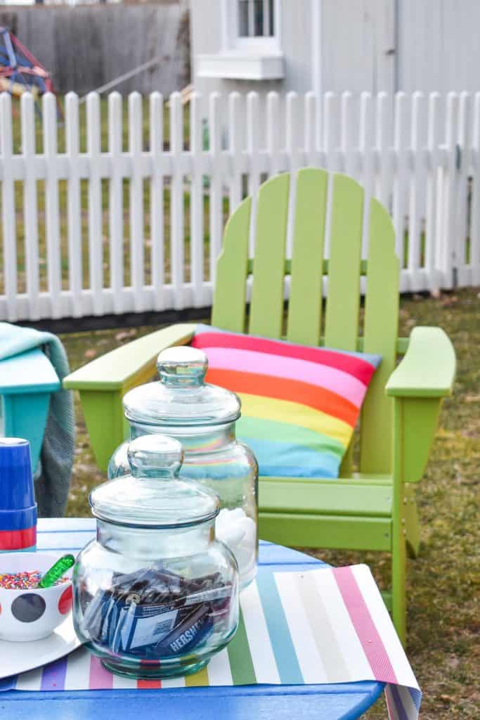 colorful furniture for your backyard s'mores party