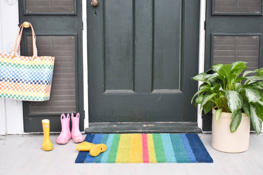 rainbow doormat outside our house