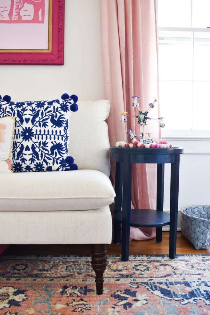 spray painted side table in eleanor's room