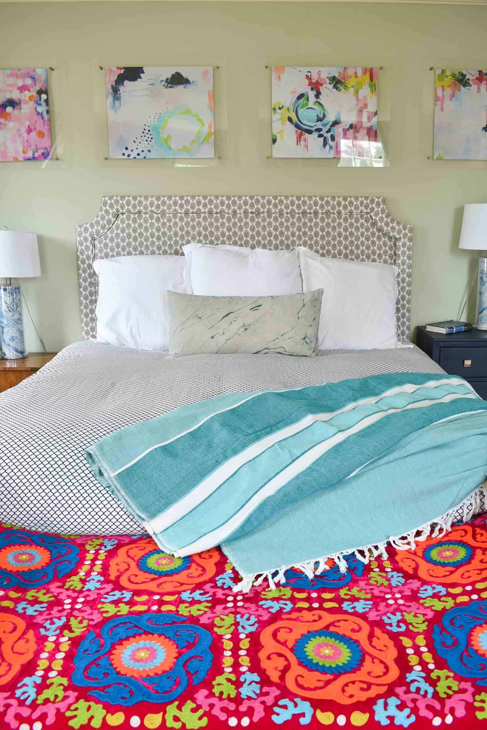 bedroom refresh with bright bench